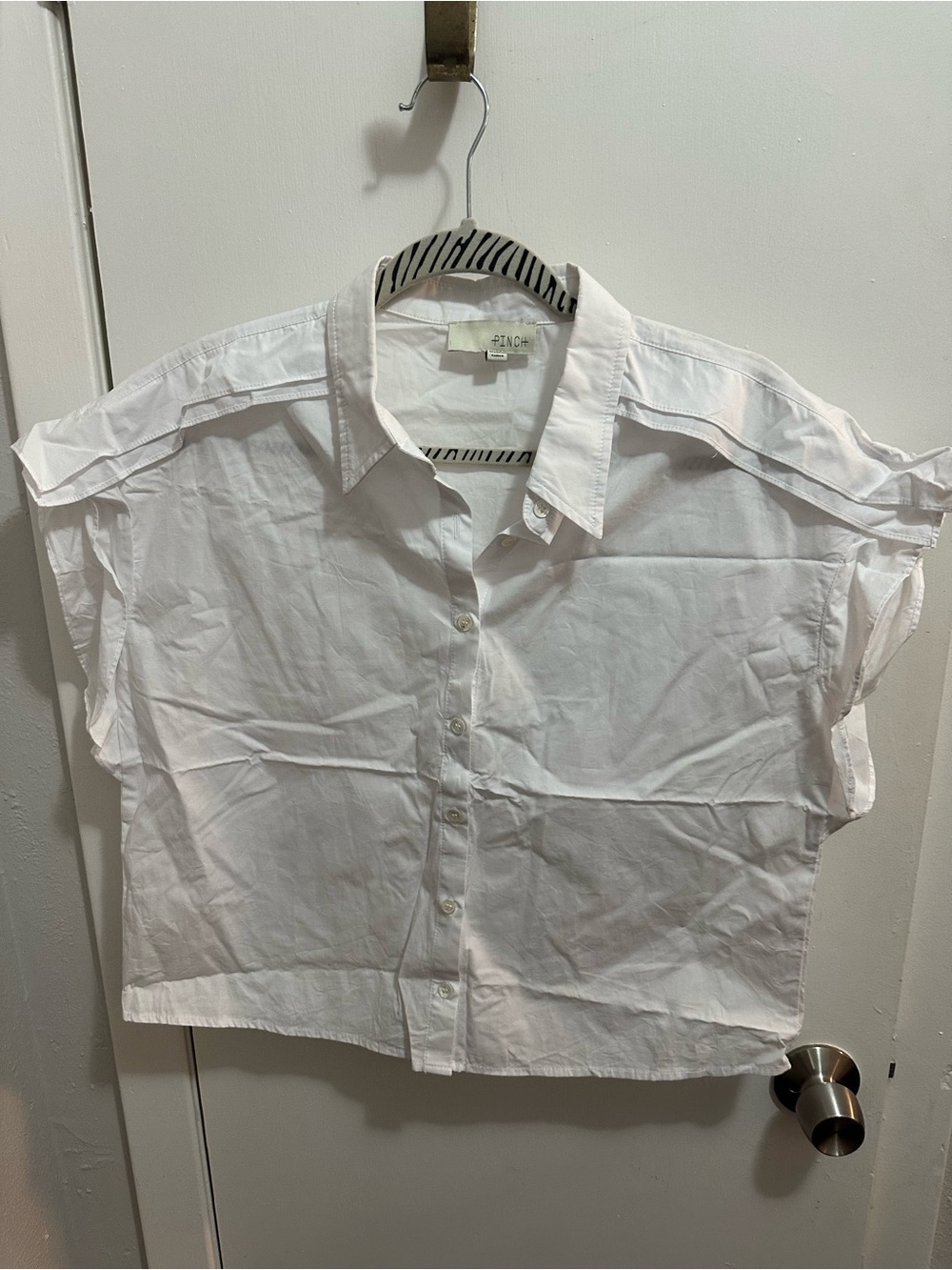 Pinch White Boxy Button-Down Short Sleeve Shirt